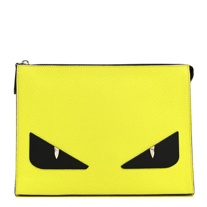 Fendi Cuoio Romano Fluo Metal Bug Eyes Pouch Giallo Fluo Black 1 of 7