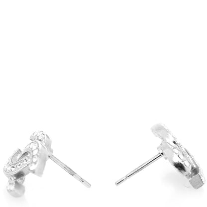 Chanel Crystal Mini CC Earrings Silver 3 of 4