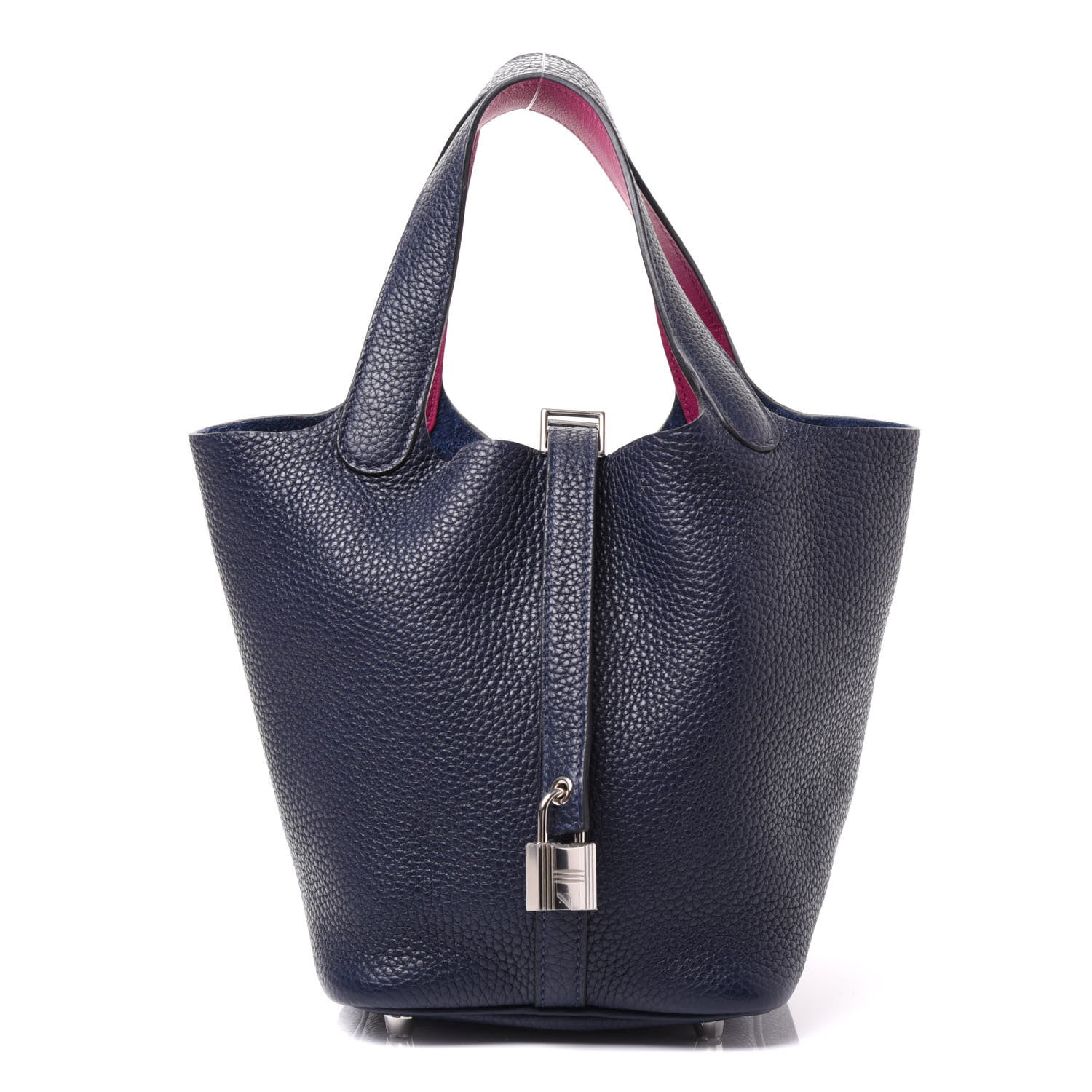 Hermes Taurillon Clemence Swift Picotin Lock 18 PM Bleu Nuit Rose Pourpre 9 of 12
