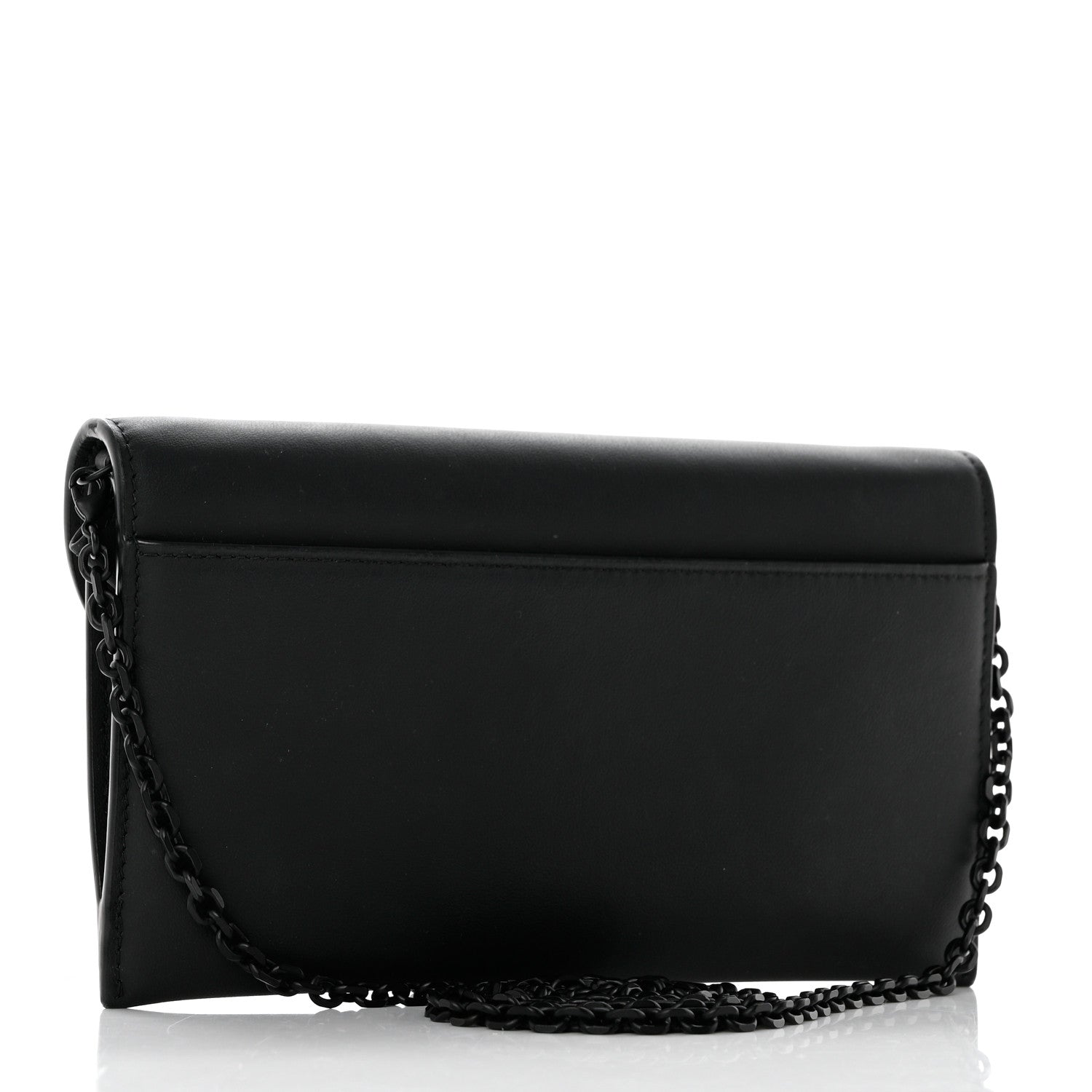 Christian Dior Ultra Matte Calfskin Saddle Chain Wallet Pouch Black 4 of 12