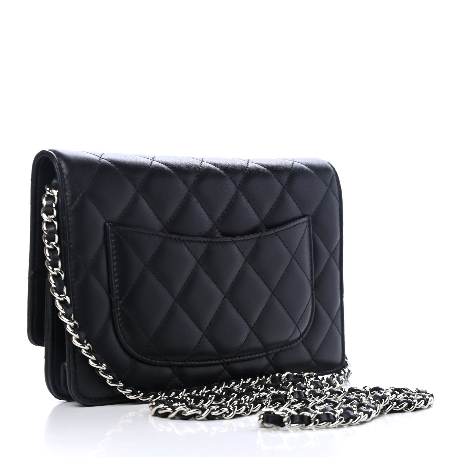 Chanel Lambskin Quilted Wallet On Chain WOC Black 2 of 4