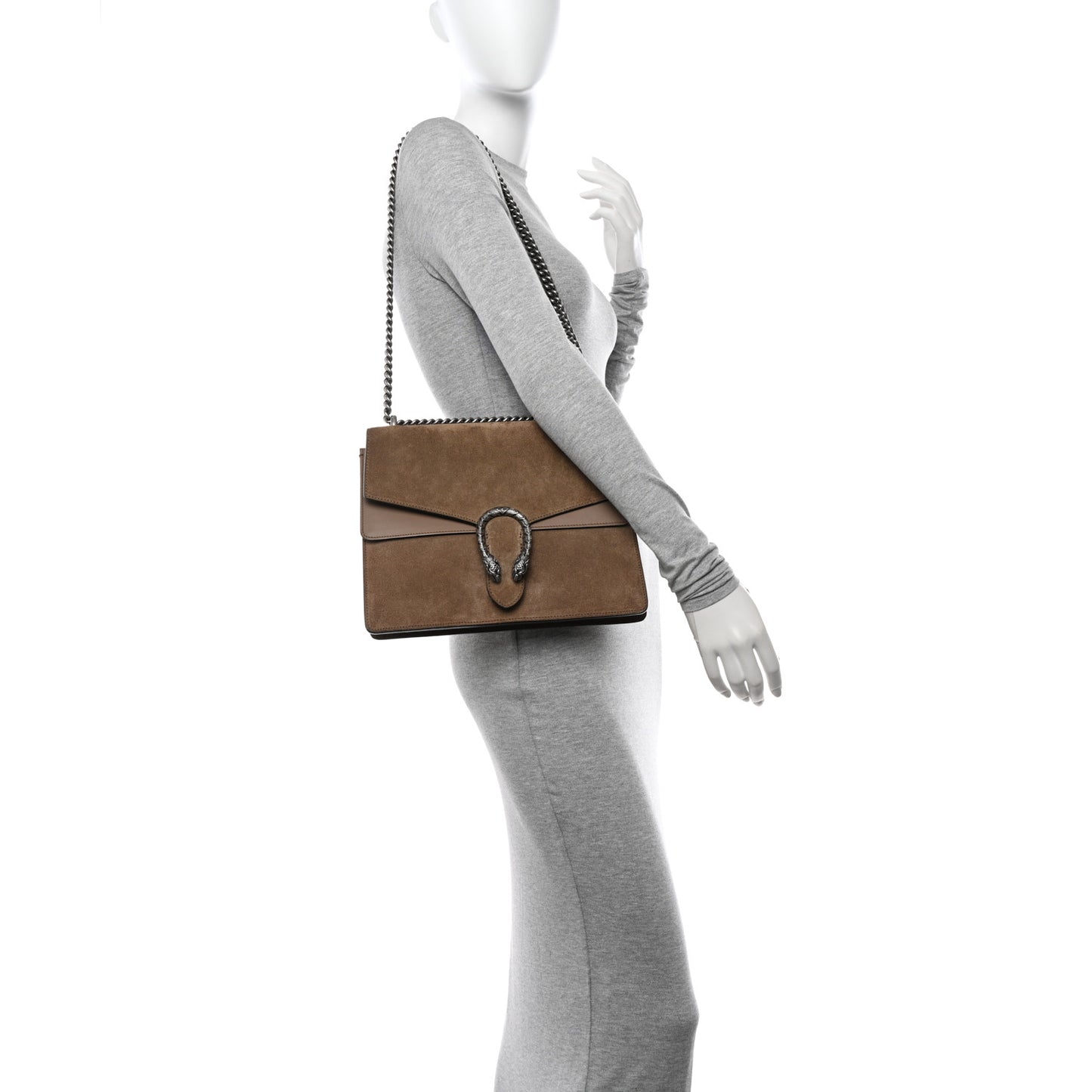 Suede Medium Dionysus Shoulder Bag Taupe