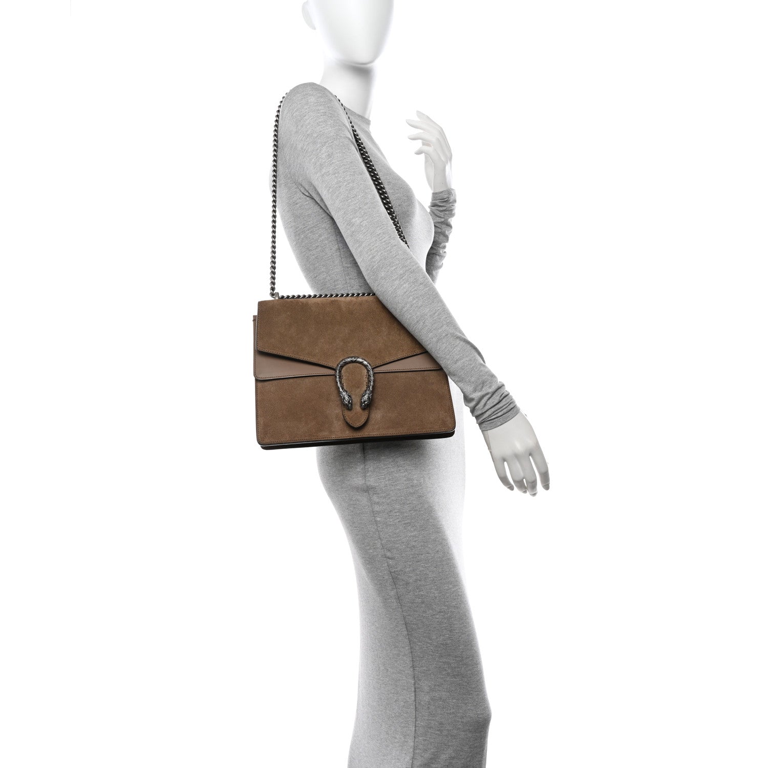 Gucci Suede Medium Dionysus Shoulder Bag Taupe 2 of 12