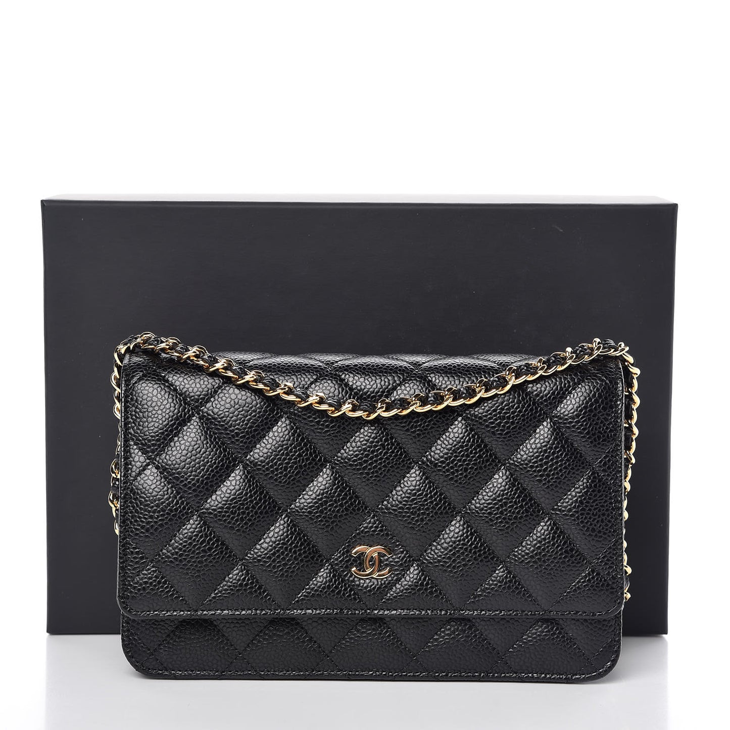 Caviar Quilted Wallet On Chain WOC Black