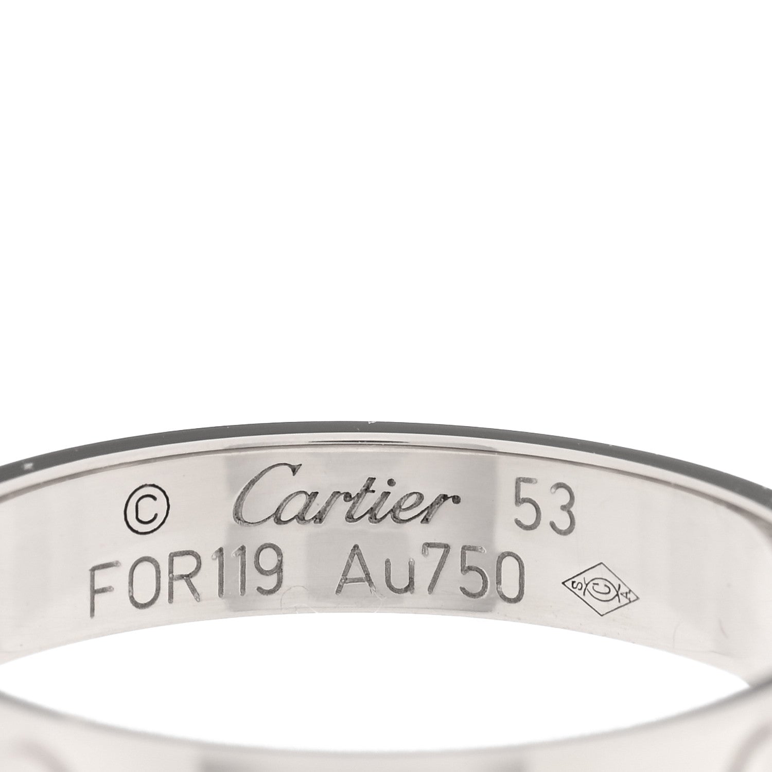Cartier 18K White Gold 3.5mm LOVE Wedding Band Ring 53 6.5 4 of 5