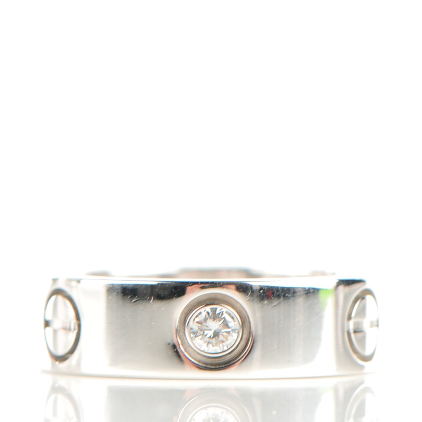 18K White Gold 3 Diamond 5.5mm LOVE Ring 50 5.25