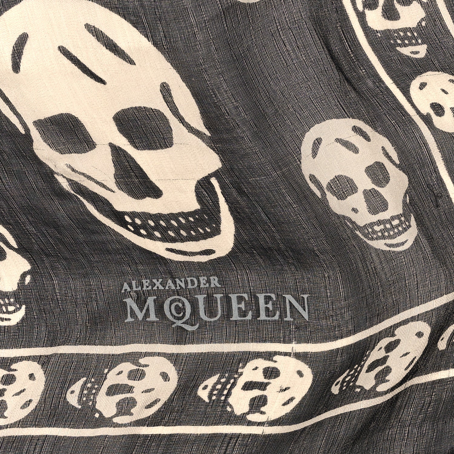 Alexander McQueen Silk Chiffon Skull Scarf Black Ivory 3 of 3