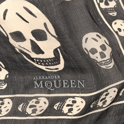 Alexander McQueen Silk Chiffon Skull Scarf Black Ivory 3 of 3