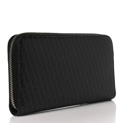 Fendi Vitello Grace Light Micro FF Embossed Zip Around Wallet Asfalto Black 3 of 8