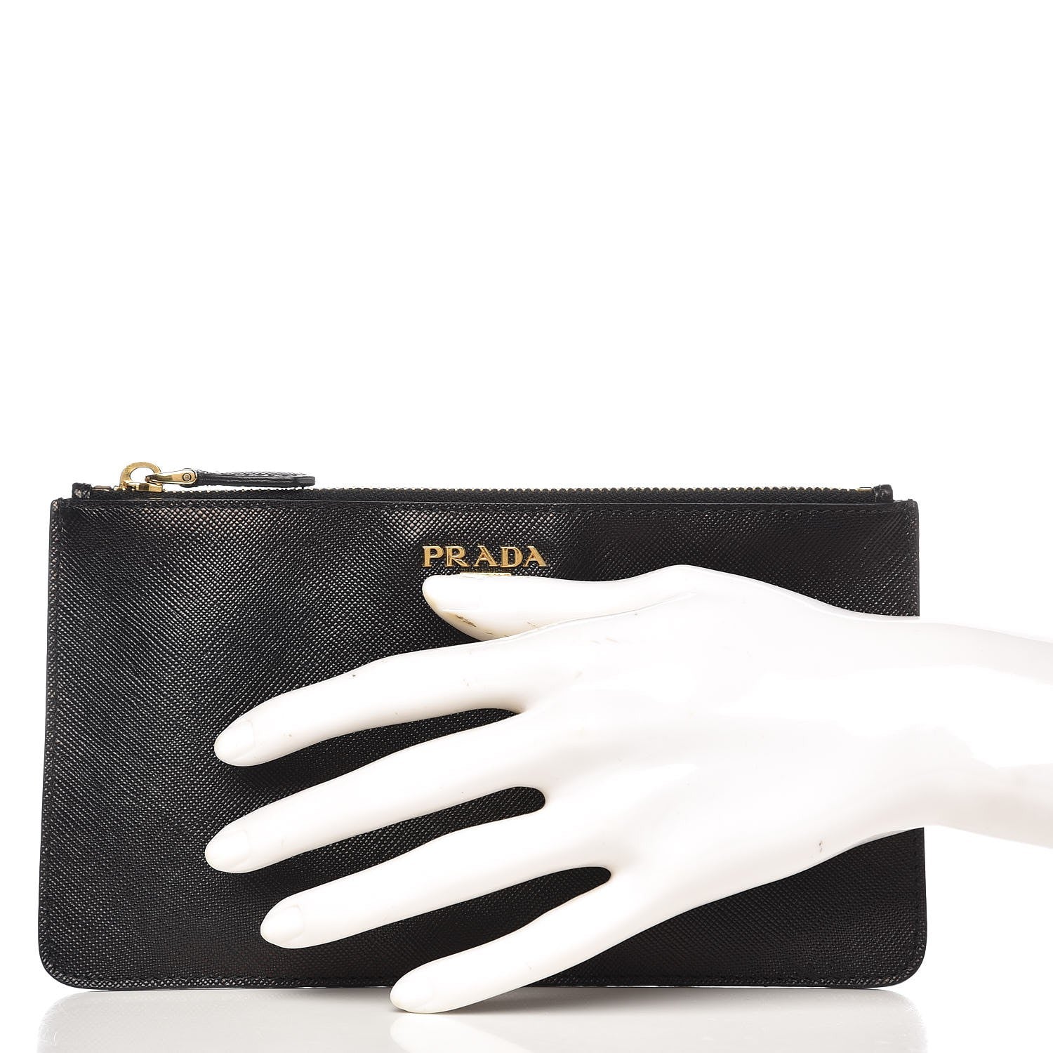 Prada Saffiano Zip Pouch Nero Black 2 of 8