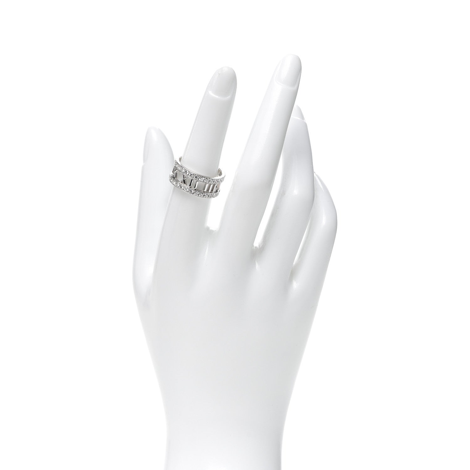 Tiffany 18K White Gold Diamond Wide Atlas Open Ring 54 7 2 of 5