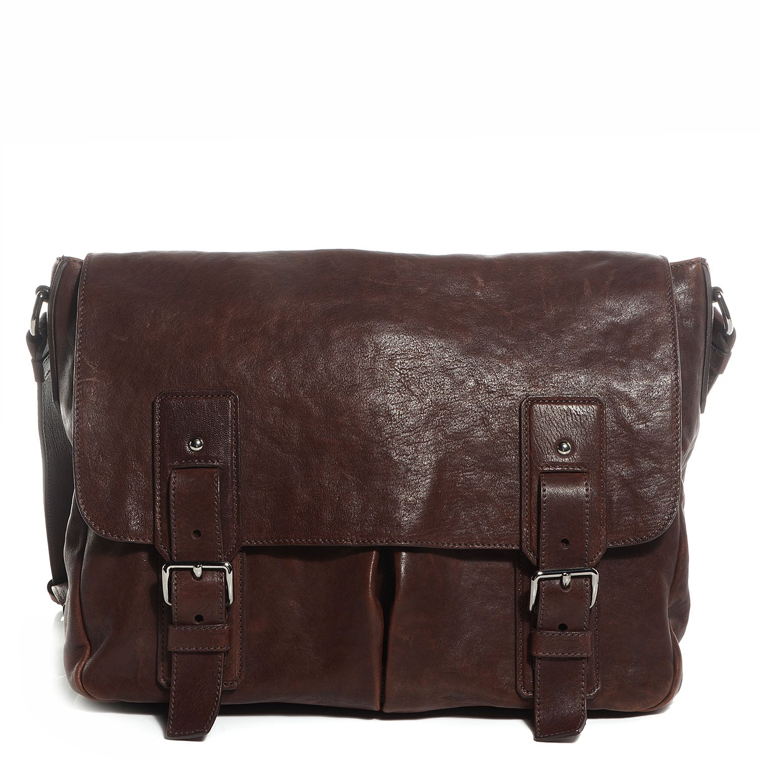 Prada Washed Buffalo Mens Messenger Bag Cocco 1 of 9