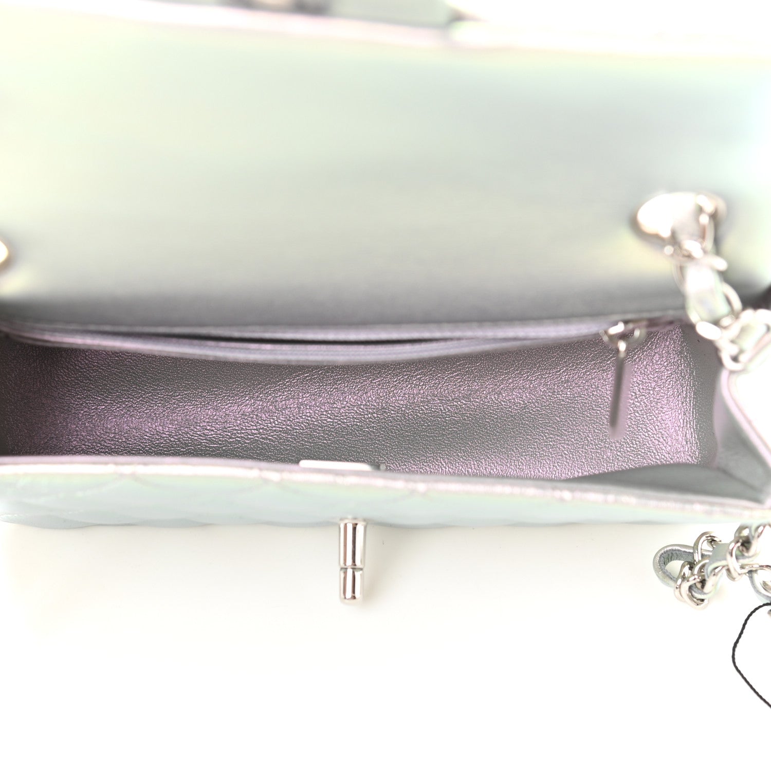 Chanel Iridescent Calfskin Quilted Mini Rectangular Flap Light Purple 5 of 9