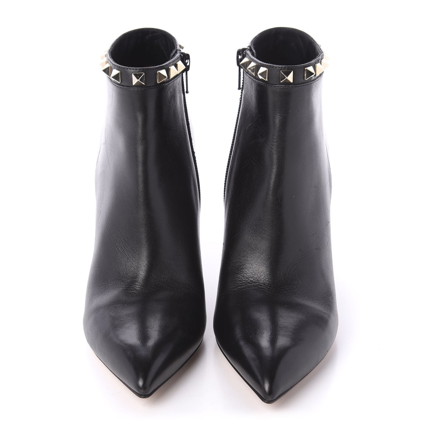 Calfskin Rockstud 100mm Ankle Boots 40 Black