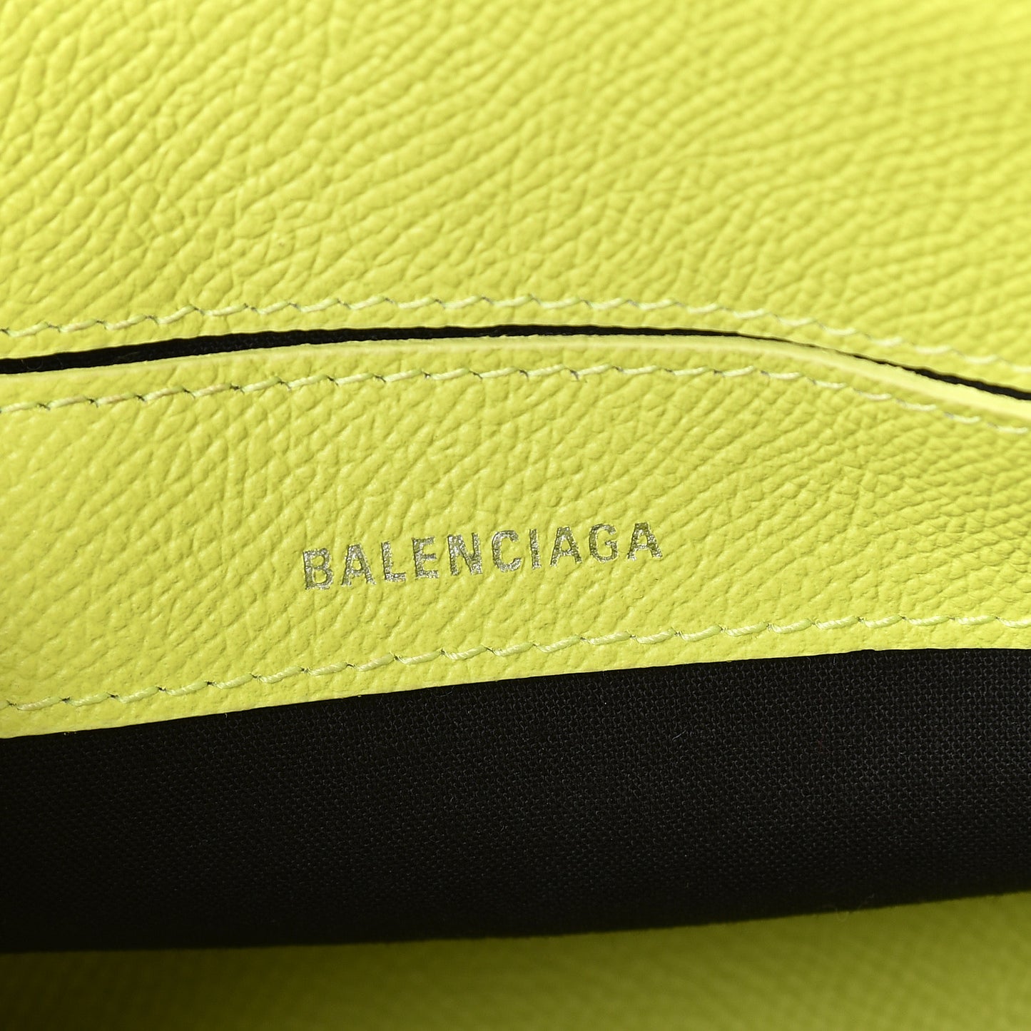 Signature Grained Calfskin Logo XXS Ville Top Handle Bag Acid Green Black