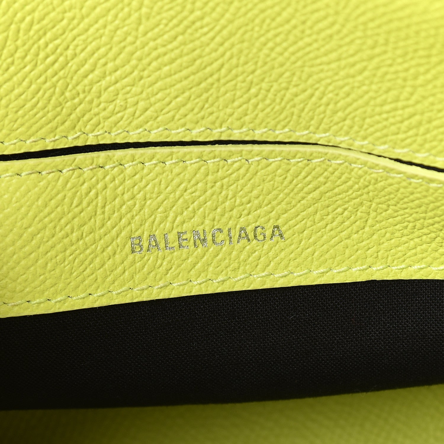 Balenciaga Signature Grained Calfskin Logo XXS Ville Top Handle Bag Acid Green Black 8 of 10