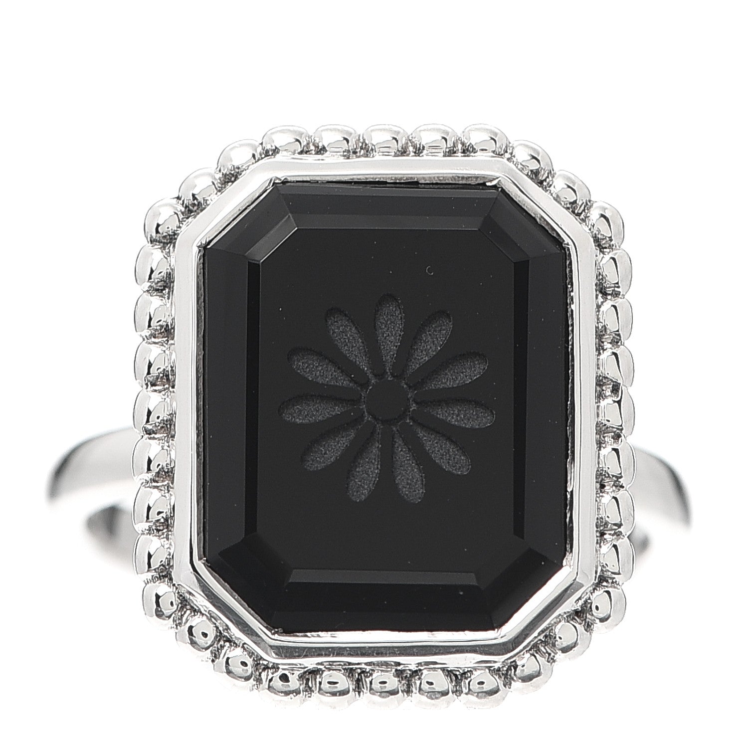 Tiffany Sterling Silver Black Onyx Ziegfeld Daisy Ring 55 7.25 1 of 6
