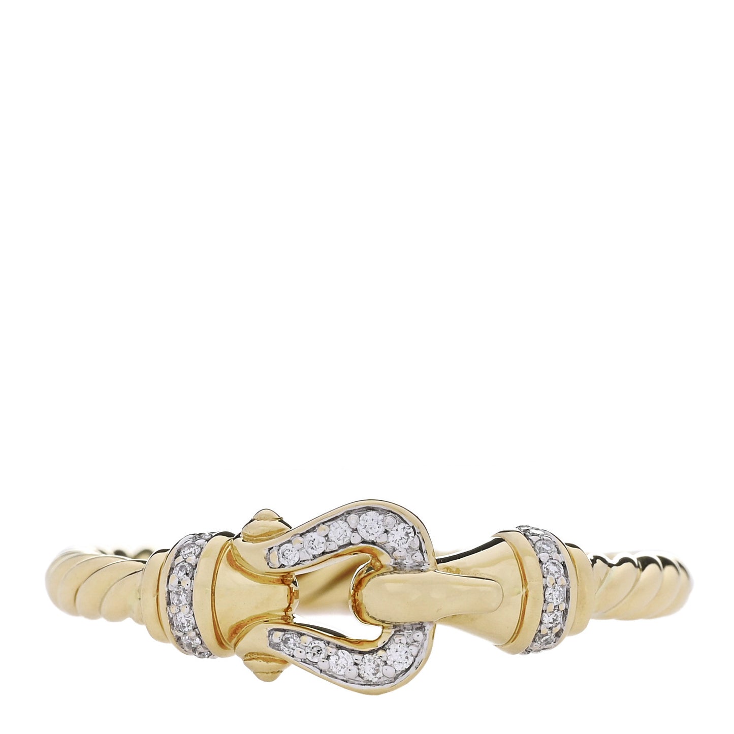 18K Yellow Gold Diamond Petite Buckle Cable Ring 57 8