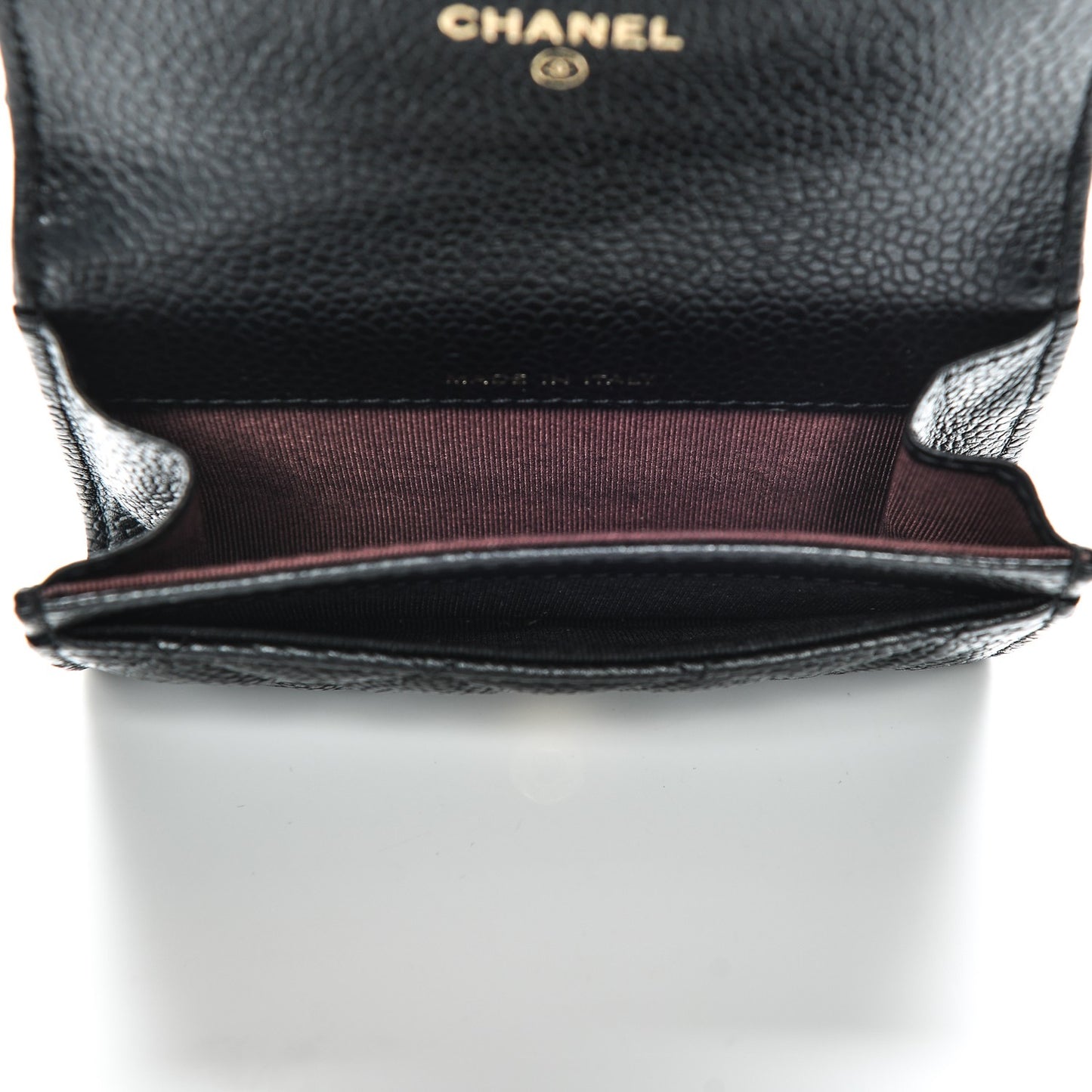 Caviar Quilted Flap Card Holder Black