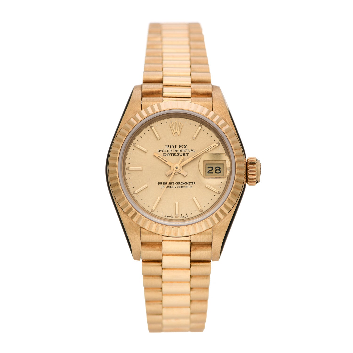 Rolex 18K Yellow Gold 26mm Oyster Perpetual Datejust President Watch Champagne 69178 1 of 4