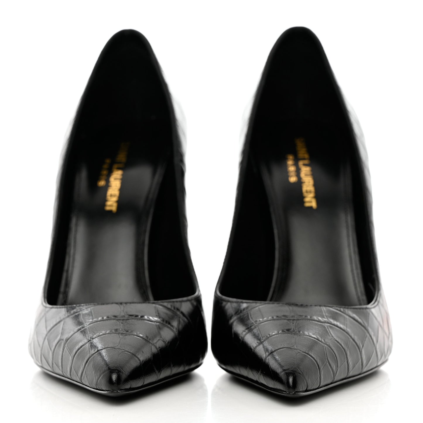 Calfskin Crocodile Embossed Opyum 110 Pumps 38 Black