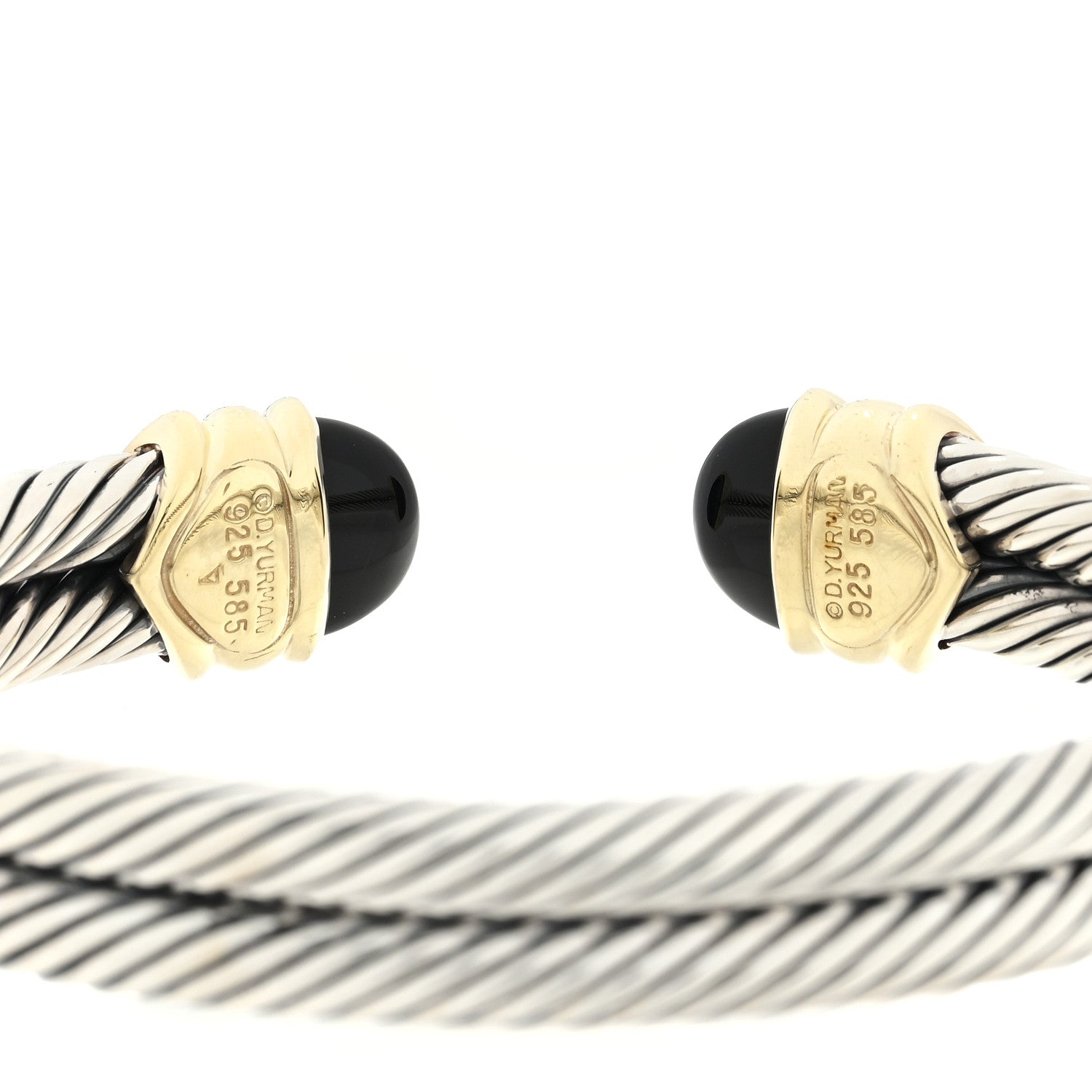 David Yurman Sterling Silver 14k Yellow Gold Renaissance Black Onyx Garnet Cable Bracelet 3 of 3