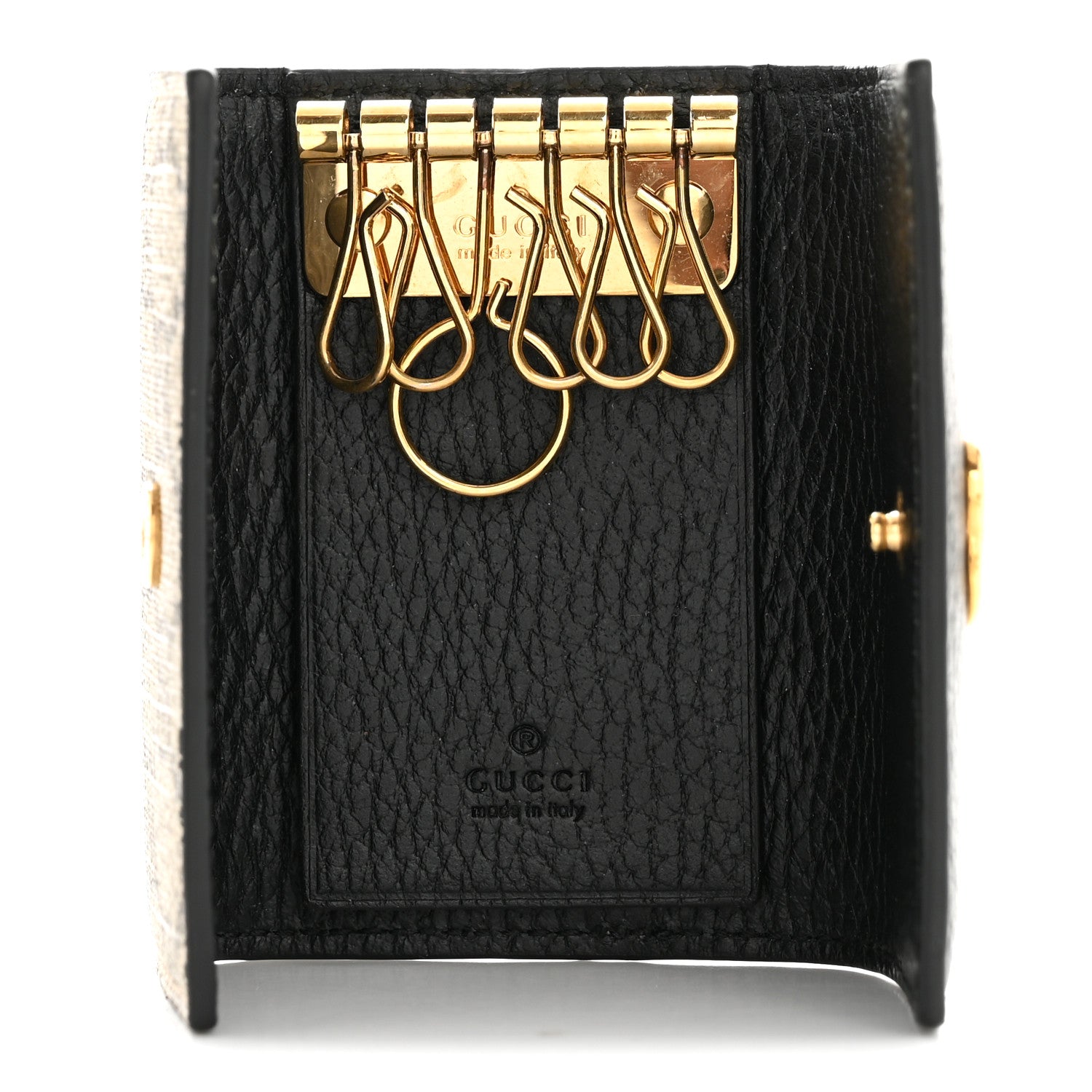 Gucci Dollar Calfskin GG Supreme Monogram GG Marmont 6 Key Holder Case Black Beige Ebony 5 of 9