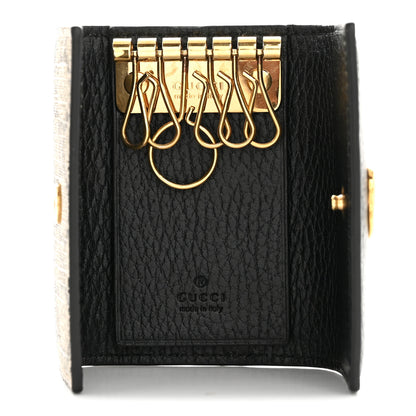 Gucci Dollar Calfskin GG Supreme Monogram GG Marmont 6 Key Holder Case Black Beige Ebony 5 of 9
