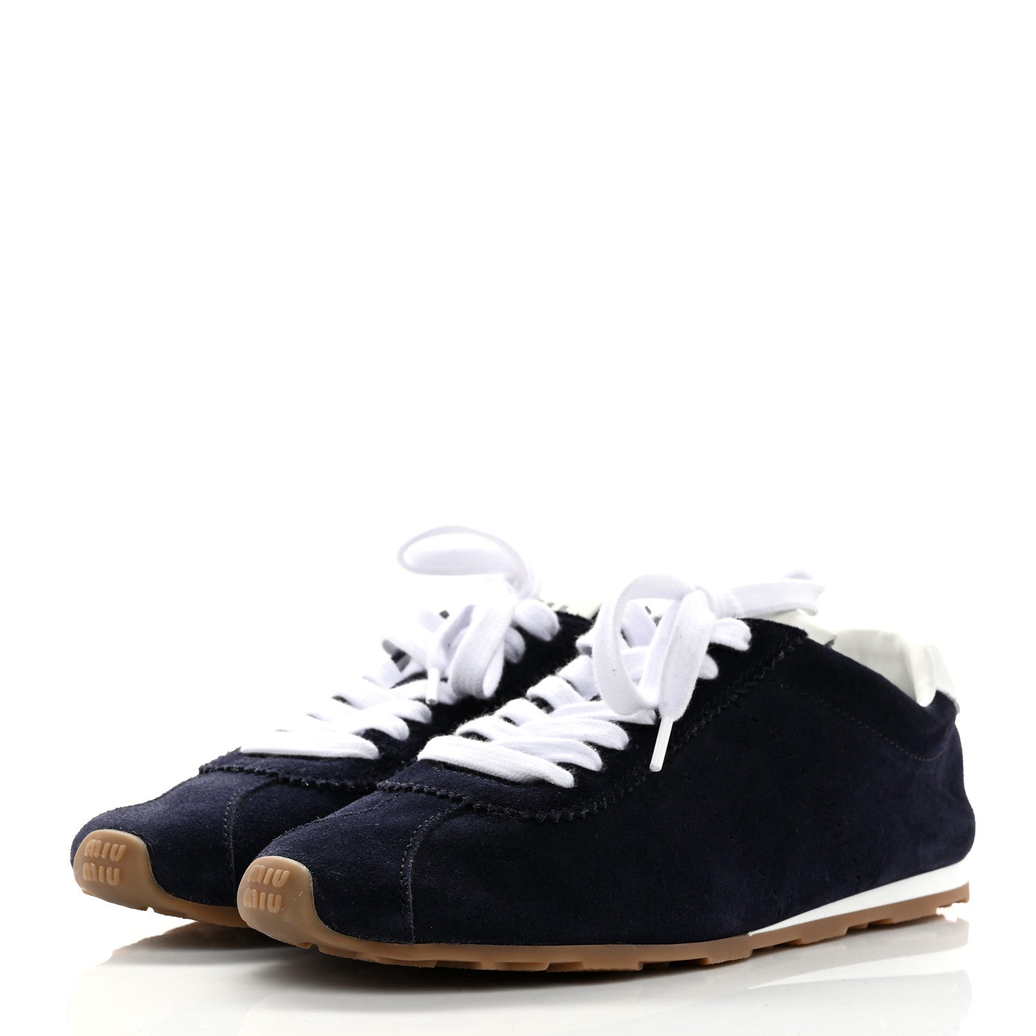 Miu Miu Camoscio Womens Plume Sneakers 39 Bleu 4 of 10