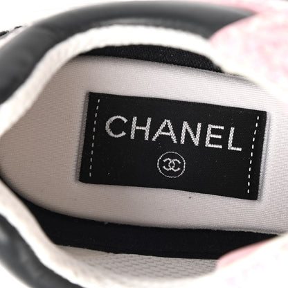 Chanel Tweed Suede Calfskin CC Sneakers 37 Gray Pink 6 of 7