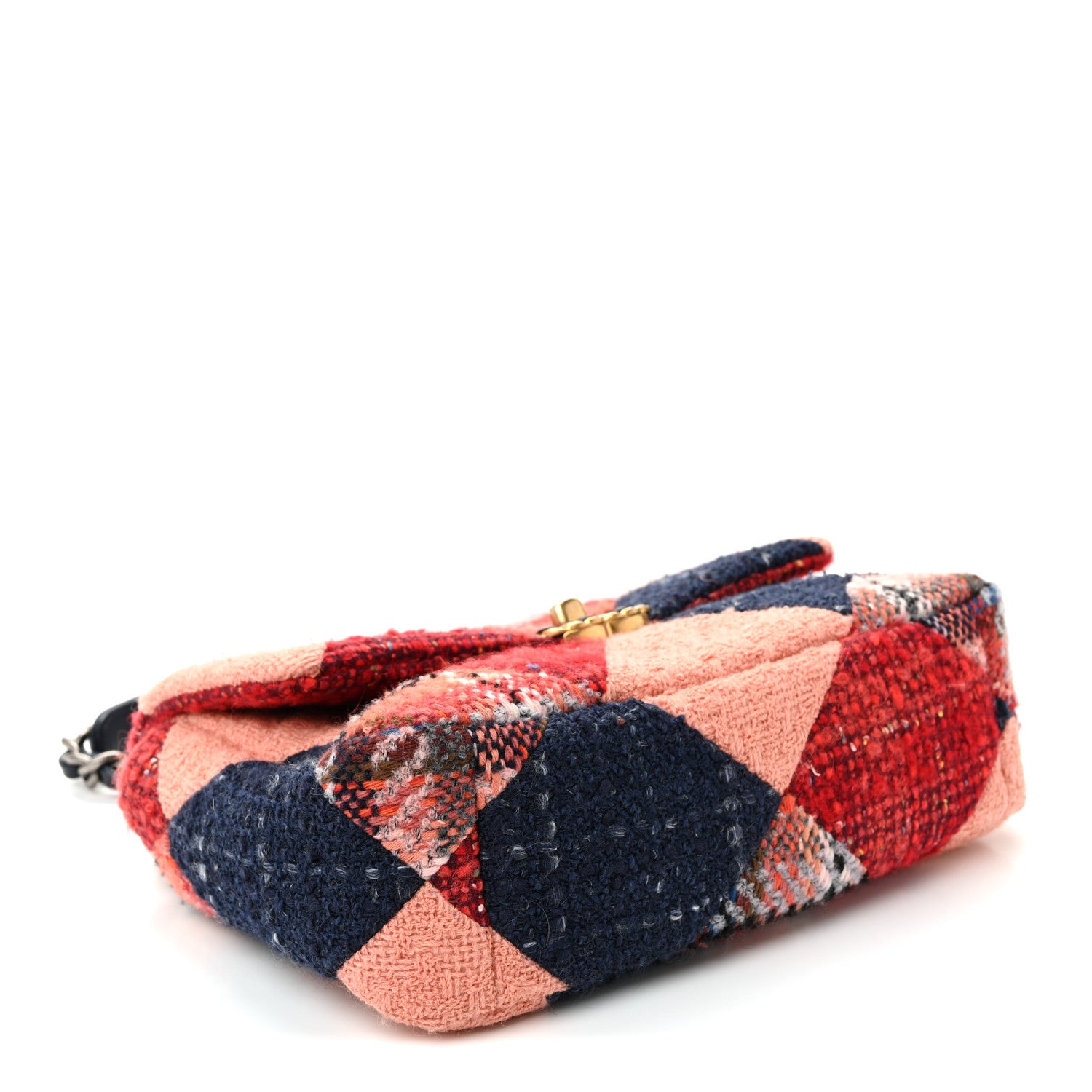 Chanel Tweed Quilted Medium Chanel 19 Flap Red Navy Multicolor 4 of 10