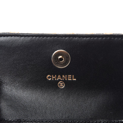 Chanel Raffia Jute Striped Belt Bag Black Beige 8 of 11