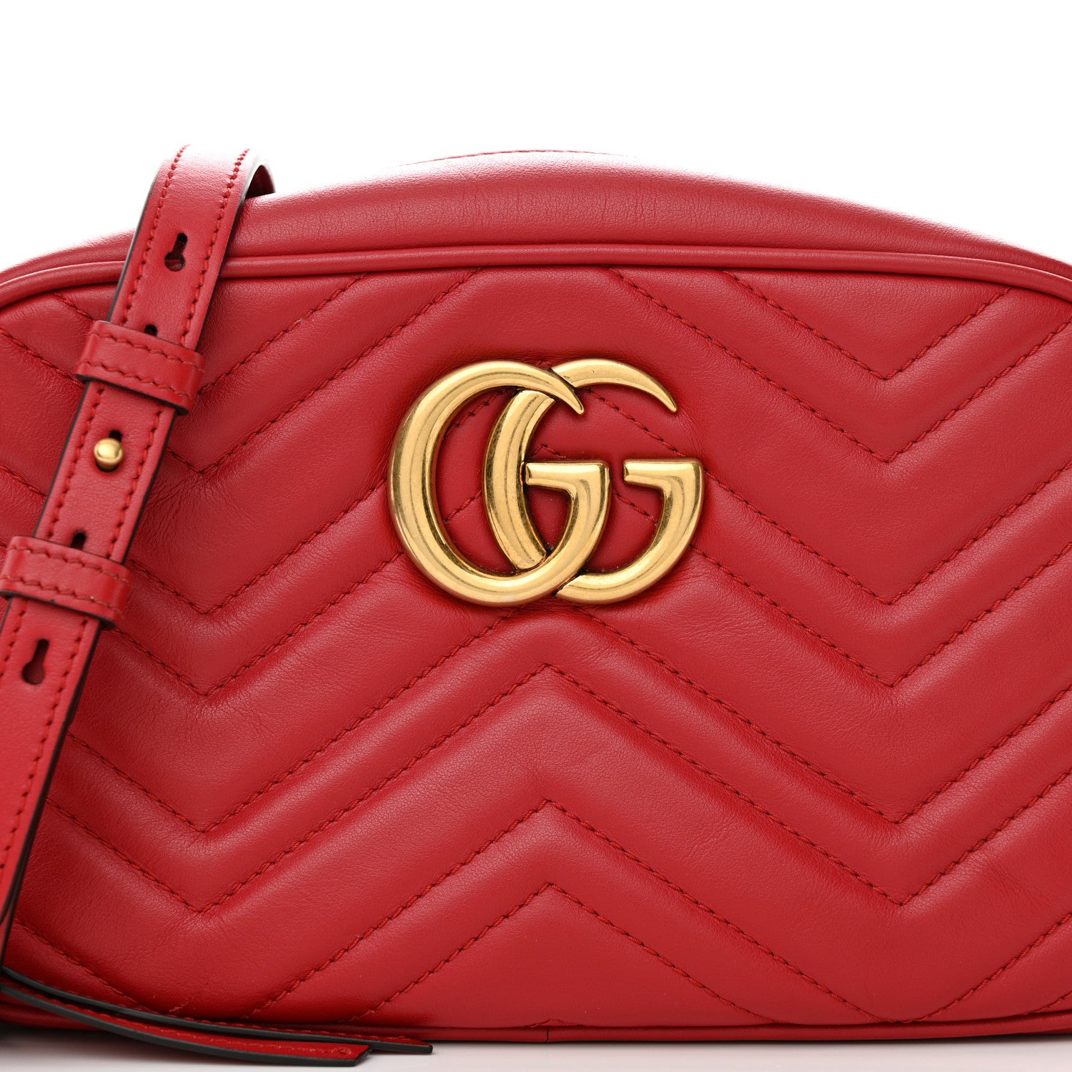 Gucci Calfskin Matelasse Small GG Marmont Chain Shoulder Bag Hibiscus Red 8 of 11