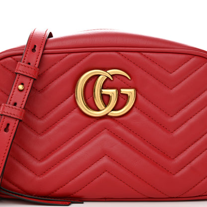 Gucci Calfskin Matelasse Small GG Marmont Chain Shoulder Bag Hibiscus Red 8 of 11