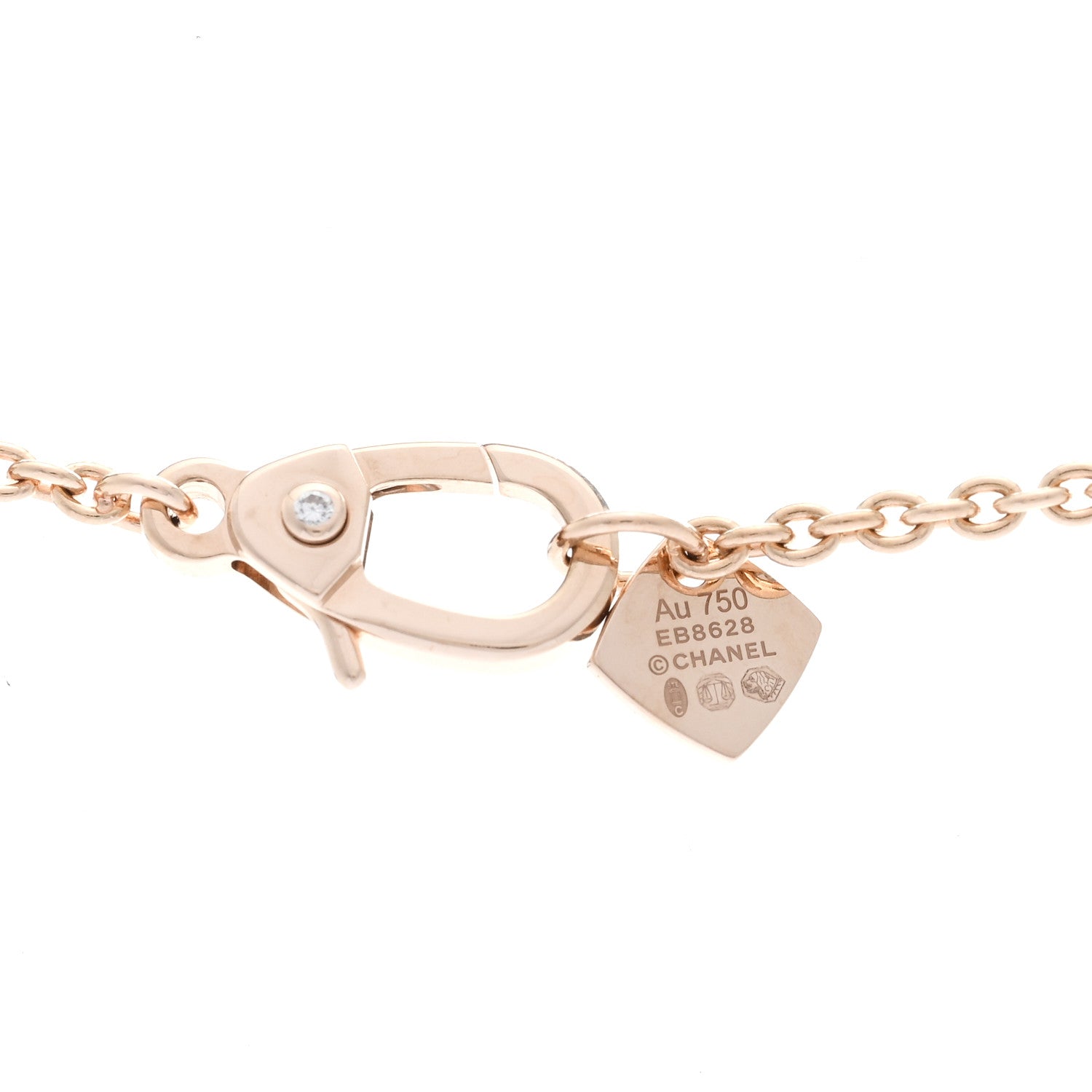 Chanel 18K Beige Gold Diamond Coco Crush C Necklace 5 of 6