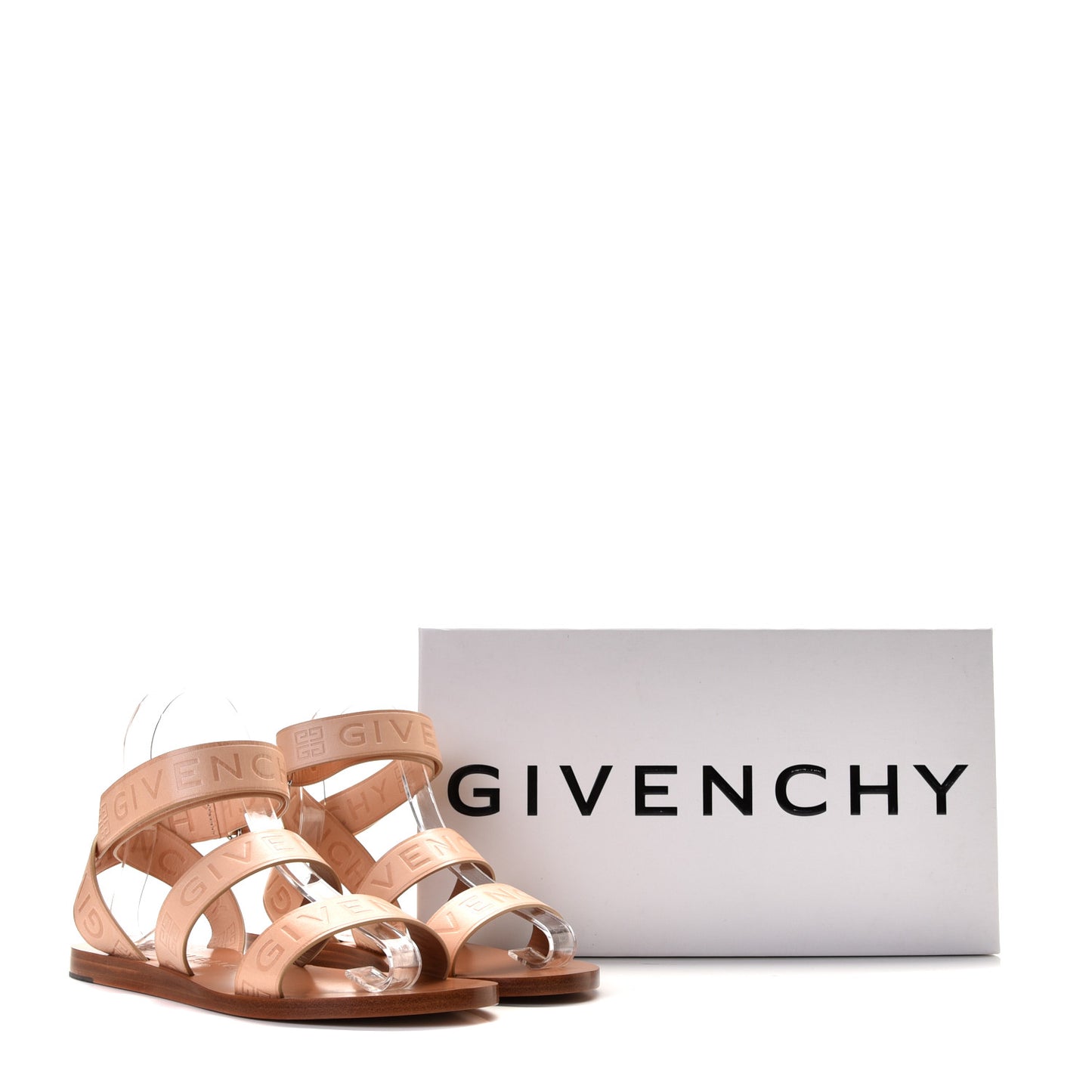 Calfskin Logo Ankle Strap Sandals 37 Brown