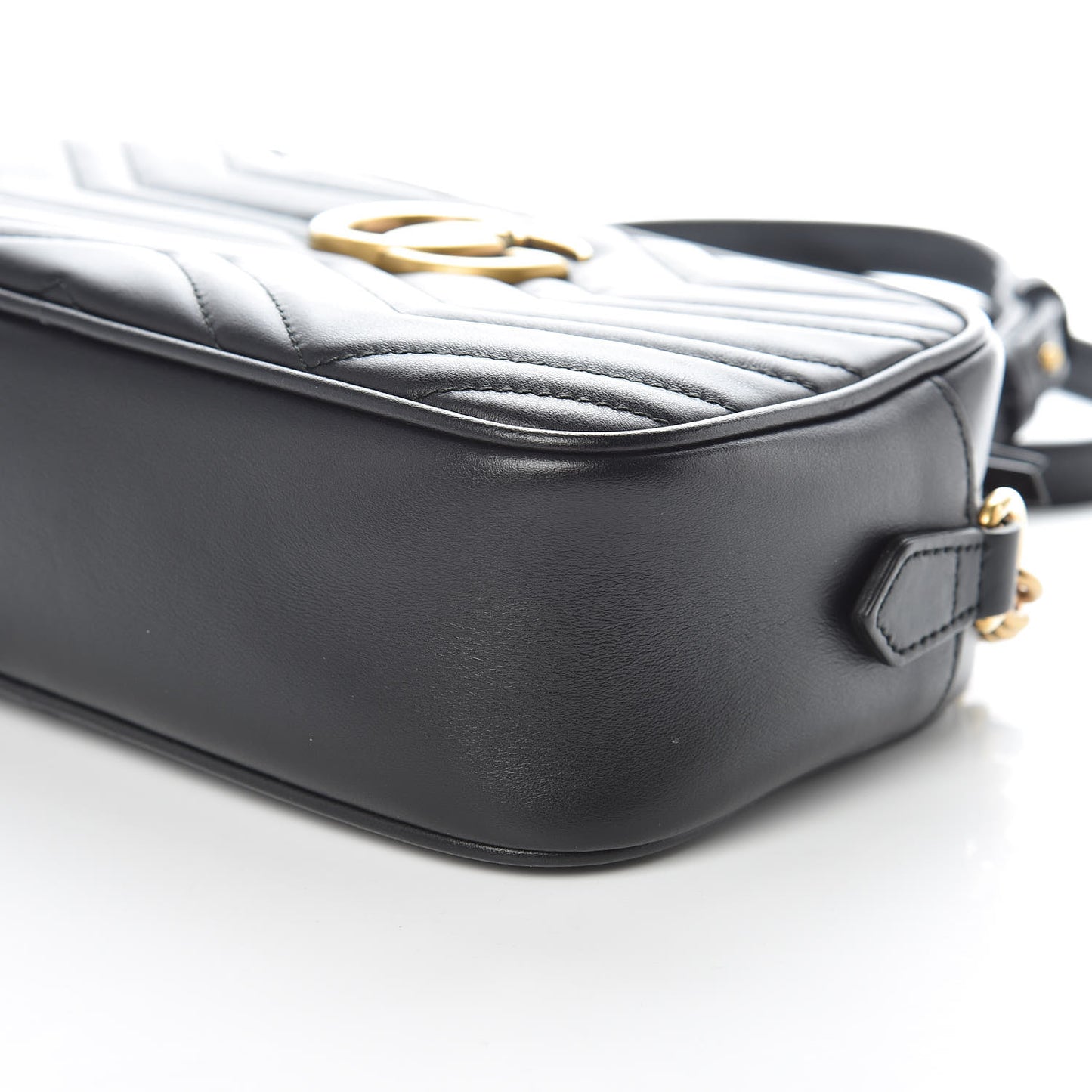 Calfskin Matelasse Small GG Marmont Chain Shoulder Bag Black