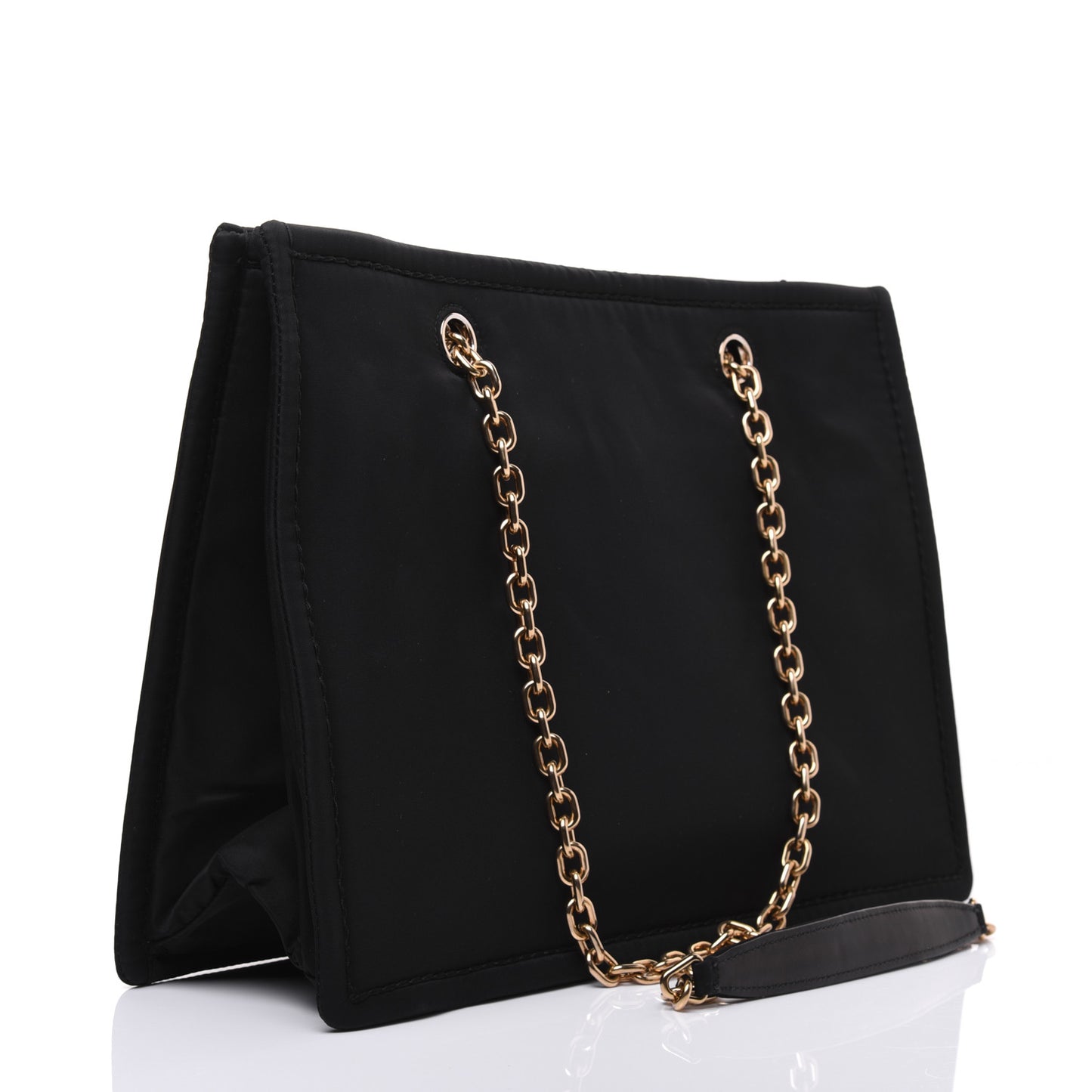 Tessuto Nylon Chain Shoulder Bag Black