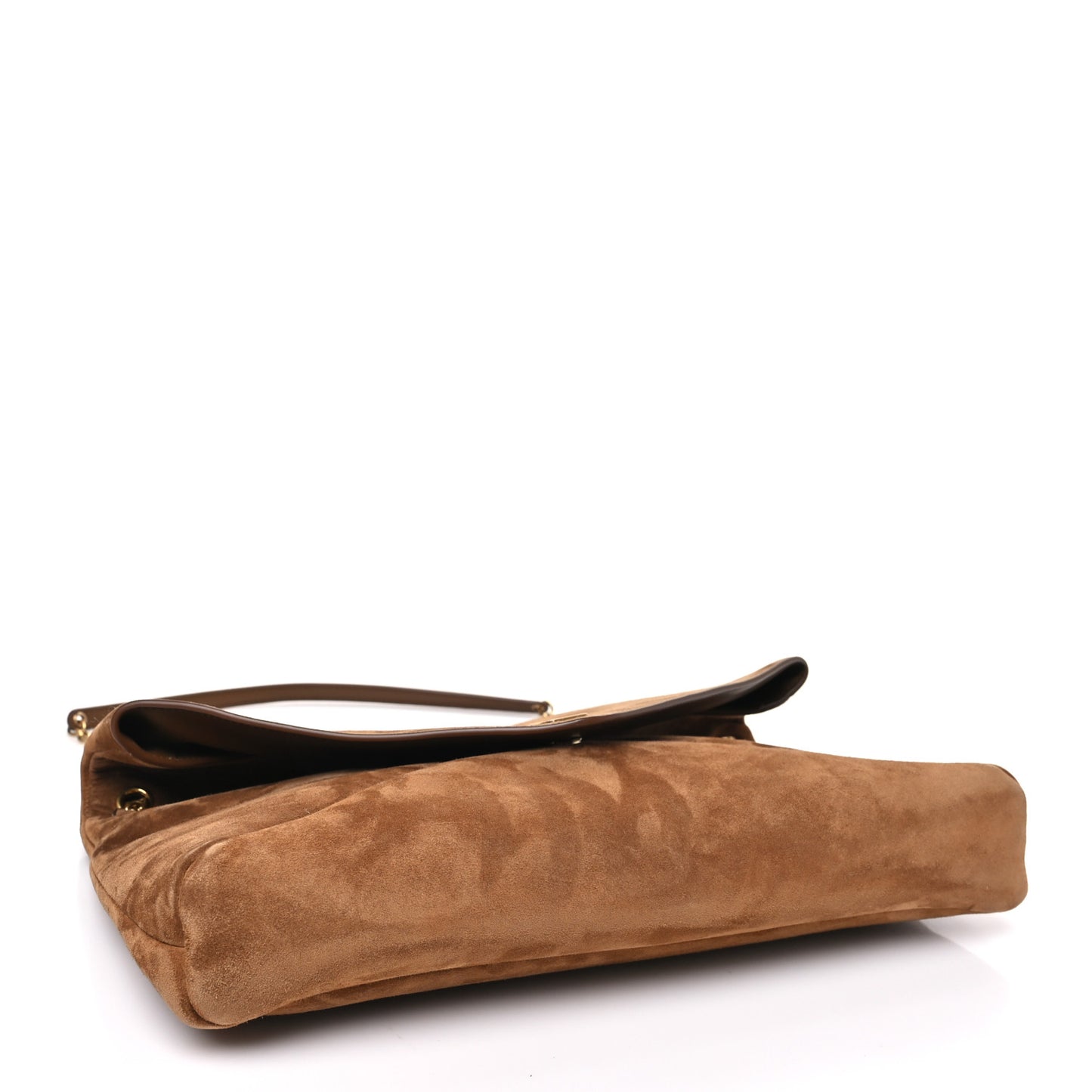Suede Large Cassandre Pouch On Chain Caramel Cognac