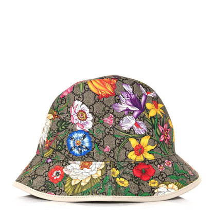 Gucci GG Supreme Monogram Flora Bucket Hat 58 White 5 of 8