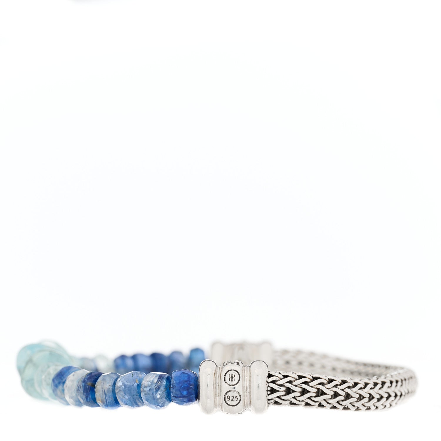 John Hardy Sterling Silver Aquamarine Kyanite Beaded Classic Chain Bracelet 2 of 3
