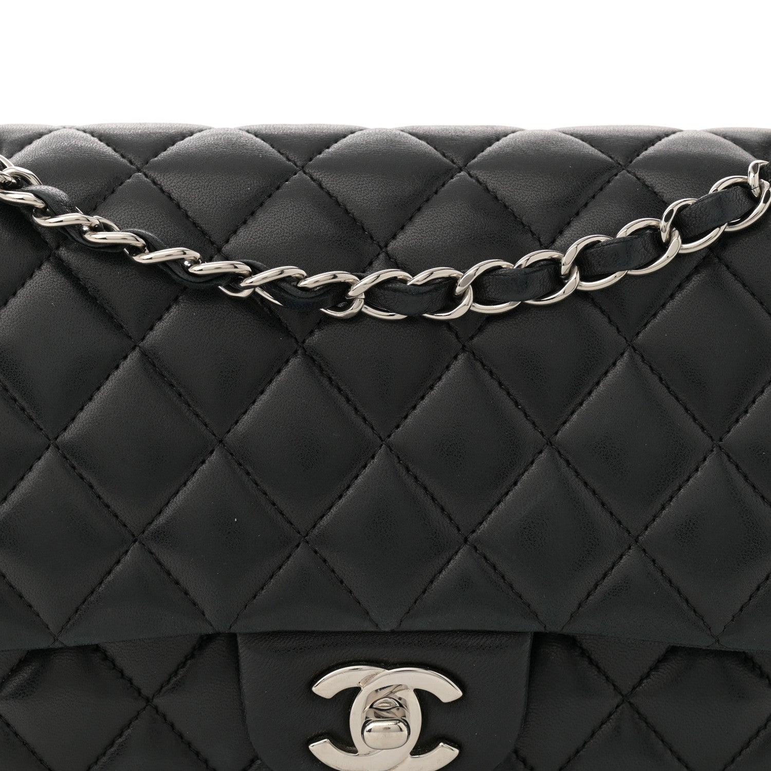 Chanel Lambskin Quilted Medium Double Flap Black 8 of 13