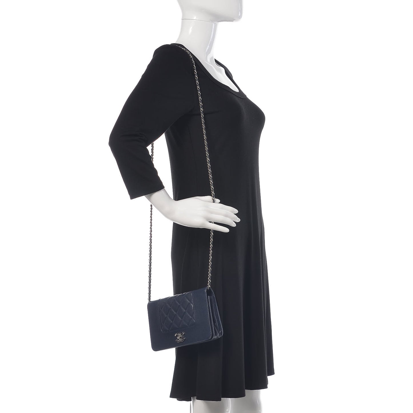Sheepskin Quilted Mademoiselle Vintage Wallet On Chain WOC Blue