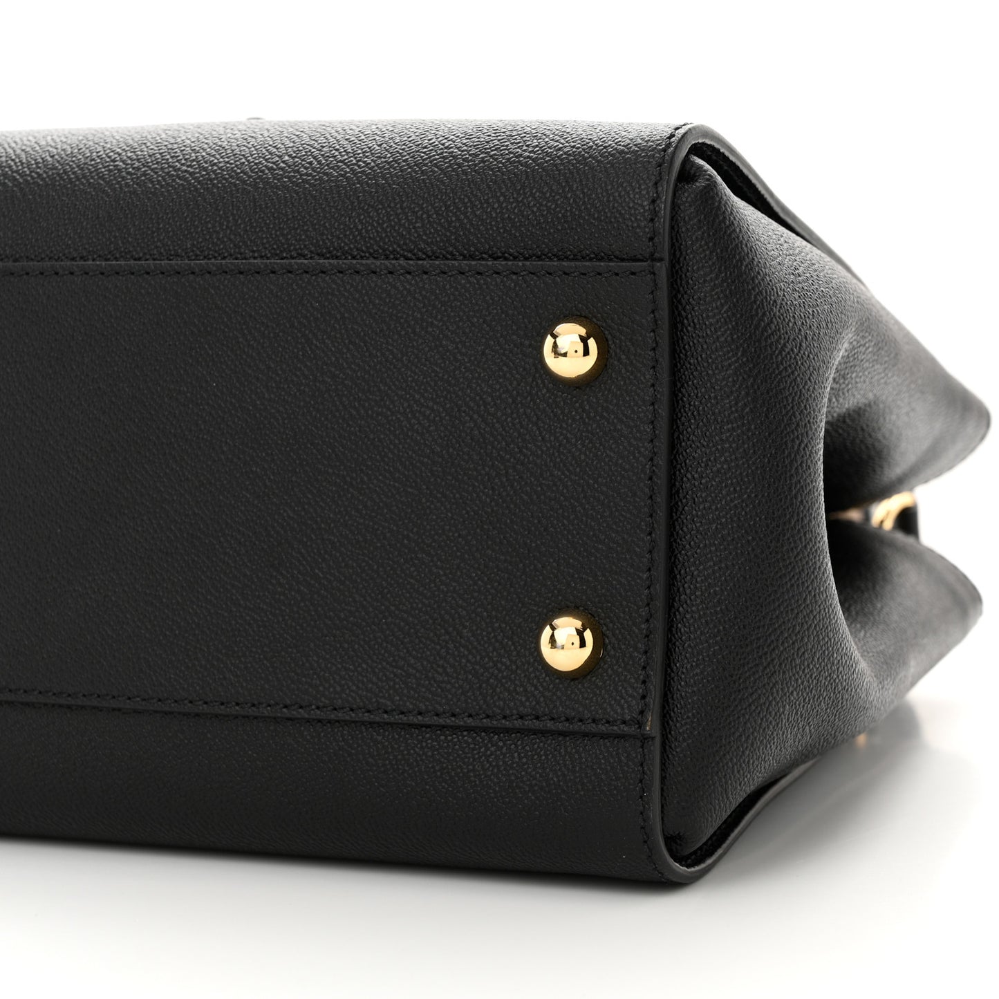 Soft Grain Calfskin Medium Buckle Tote Black