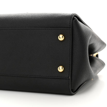 Burberry Soft Grain Calfskin Medium Buckle Tote Black 9 of 12