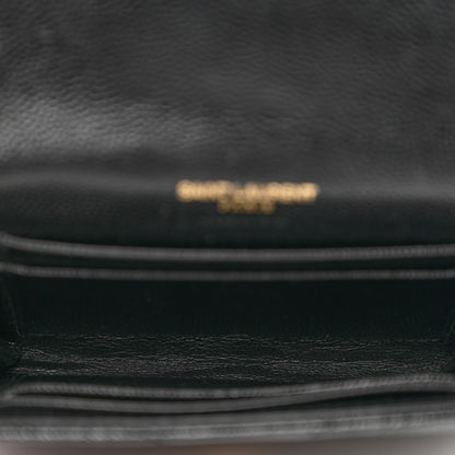 Saint Laurent Grain De Poudre Matelasse Chevron Small Monogram Envelope Wallet Black 5 of 8
