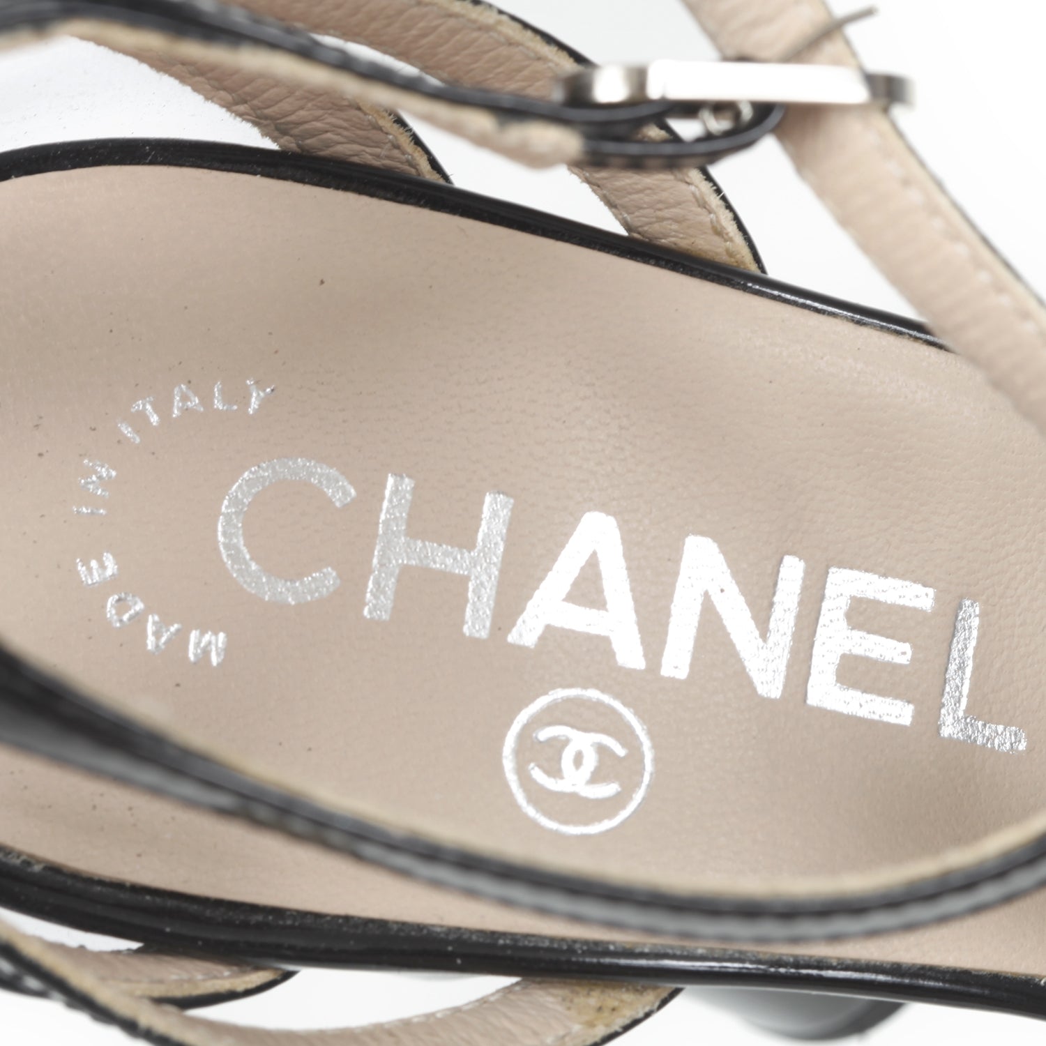 Chanel Patent T Strap Heels 37.5 Black 6 of 8