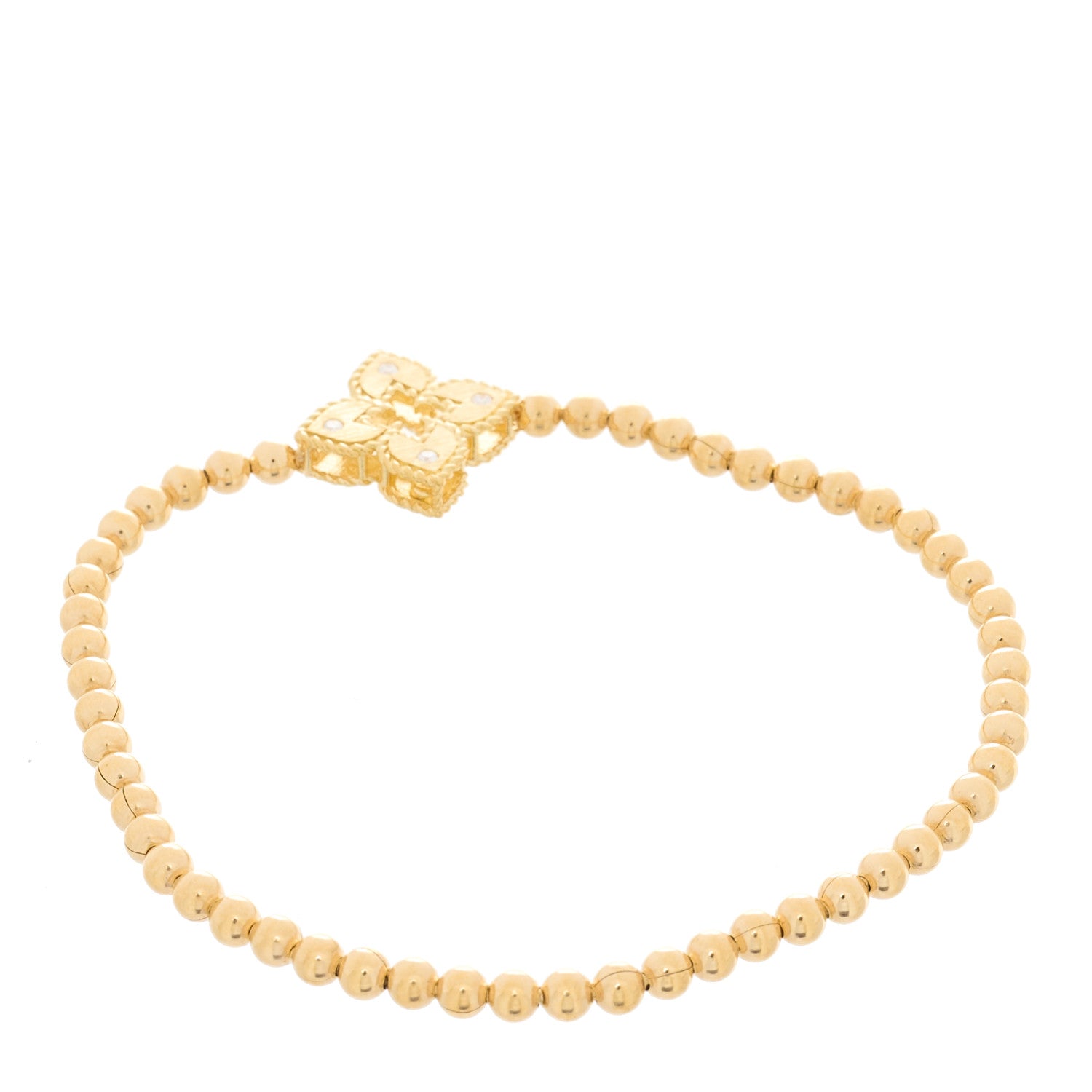 Roberto Coin 18K Yellow Gold Diamond Venetian Bead Stretch Bracelet 2 of 3