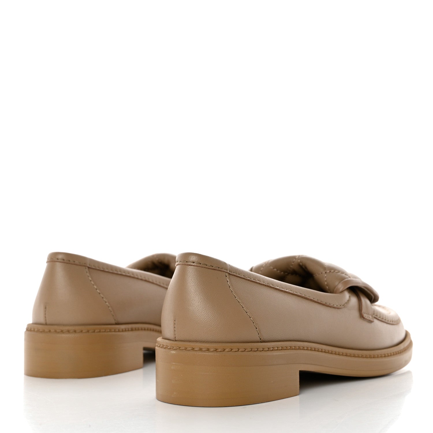 Chanel Lambskin Quilted CC Turnlock Loafers 38.5 Beige 4 of 8