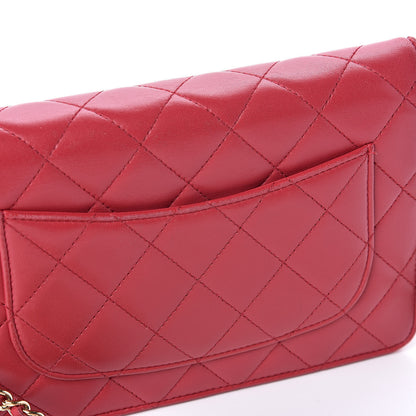 Chanel Lambskin Quilted Wallet On Chain WOC Red 11 of 12